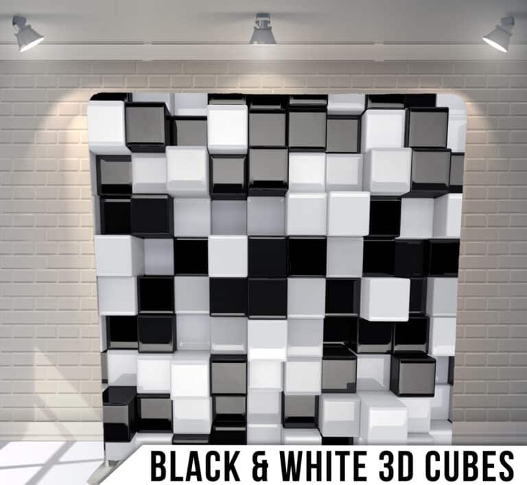 Binghamton-NY-Wedding-DJ-Photo-Booth-Backdrop-BlackAndWhite3DCubes